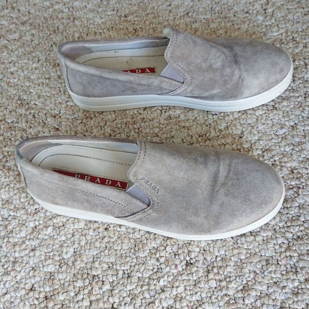 Prada light gray suede slip on sneakers size 36.5